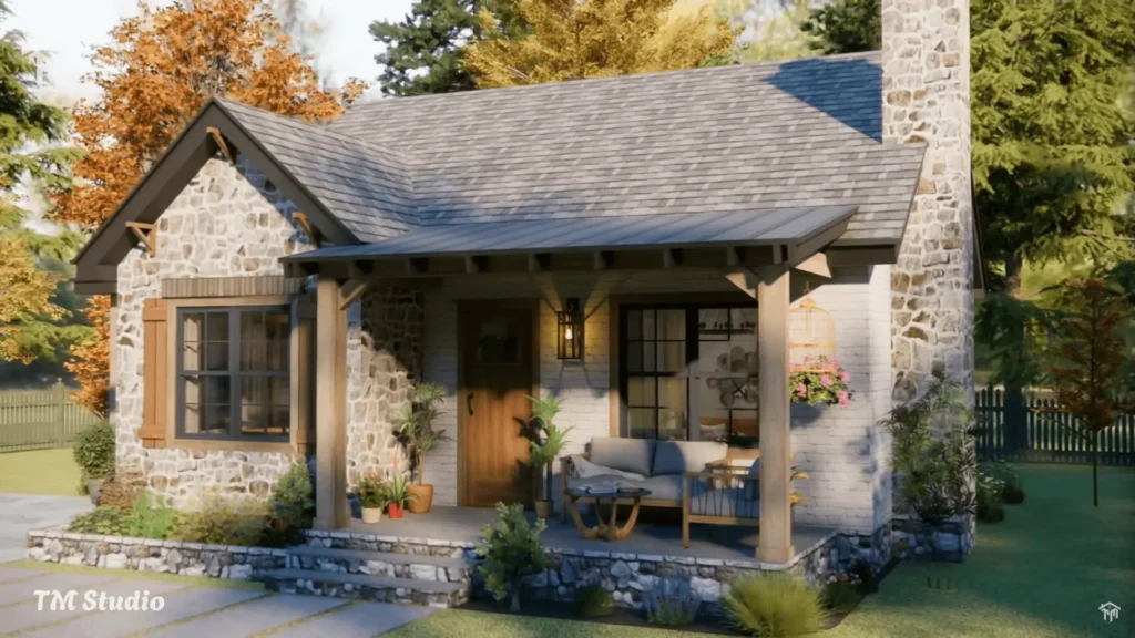 The Patio of Small Rustic Luxury Stone House Tour for Dream Homestyle Magazine for Interior Design & Exterior Design