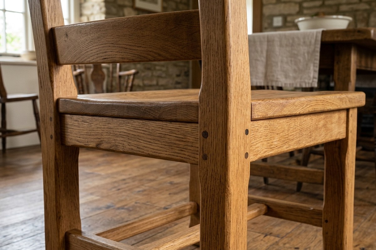 Heirloom-quality wooden dining chair with robust construction and solid joinery.