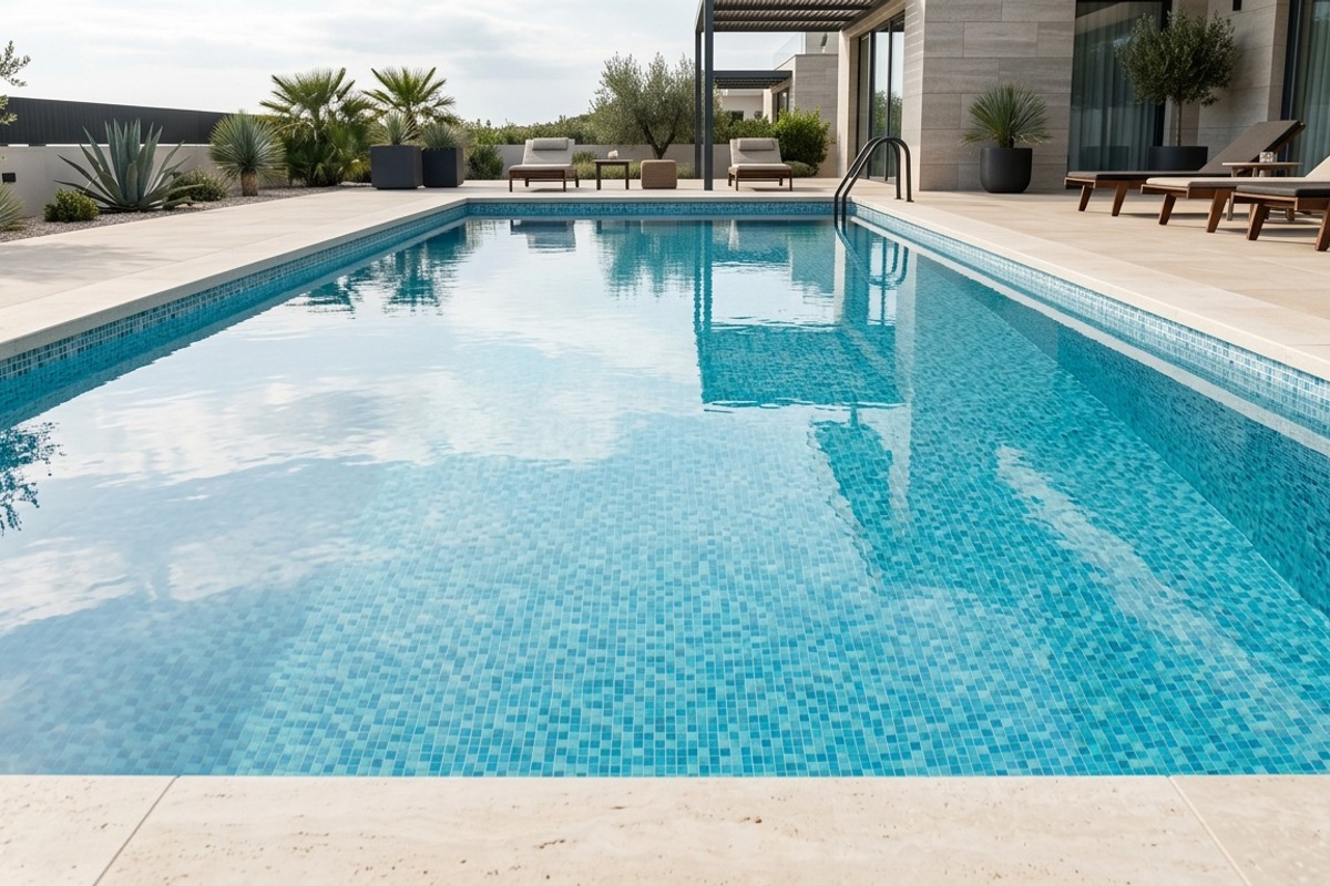 Crystal-clear swimming pool water, symbolizing advanced UV and ozone filtration systems for superior purity.