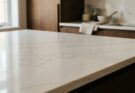 Elegant kitchen countertop made of polished quartz showcasing its durability and beauty