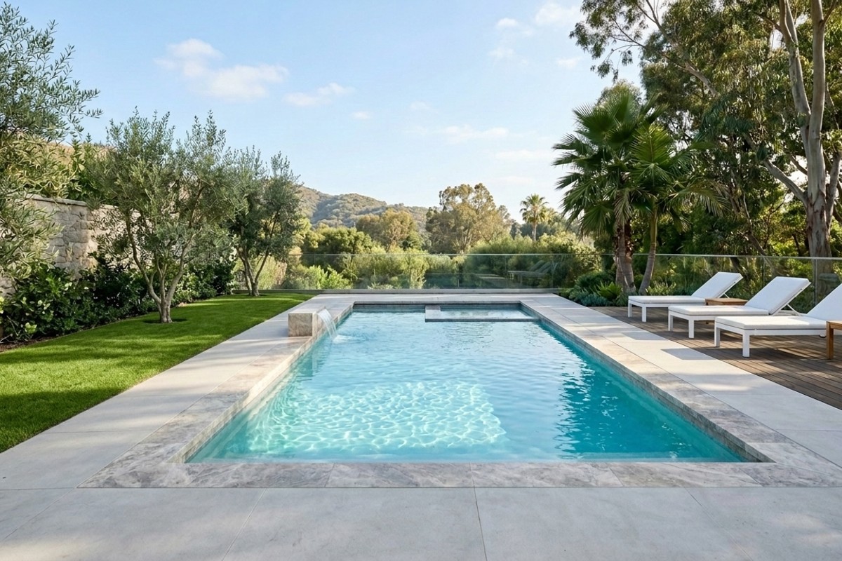 Clutter-free backyard pool area with minimalist design